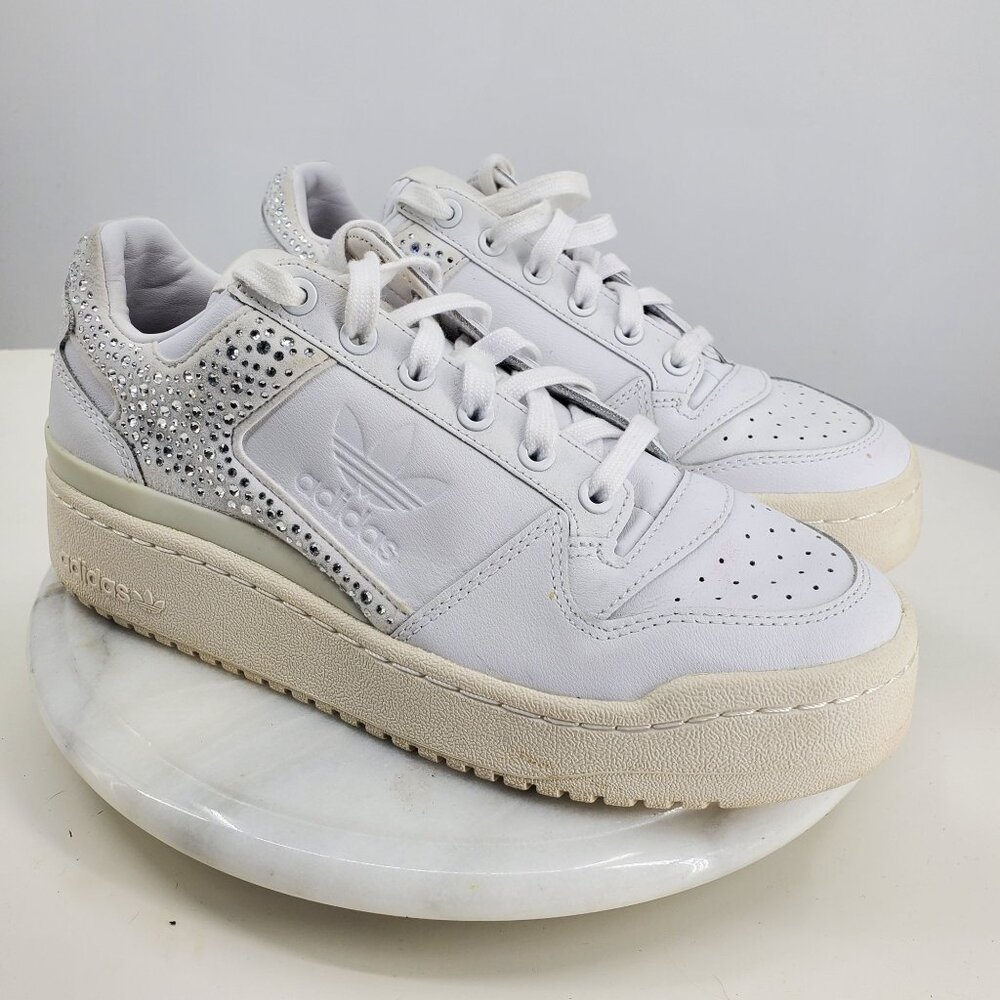 Adidas Forum‎ Bold Crystal White Sequin Studded Sparkly Platform Sneaker Shoes 8